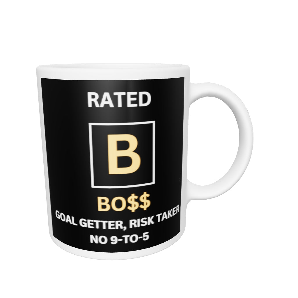 RATED B White glossy mug