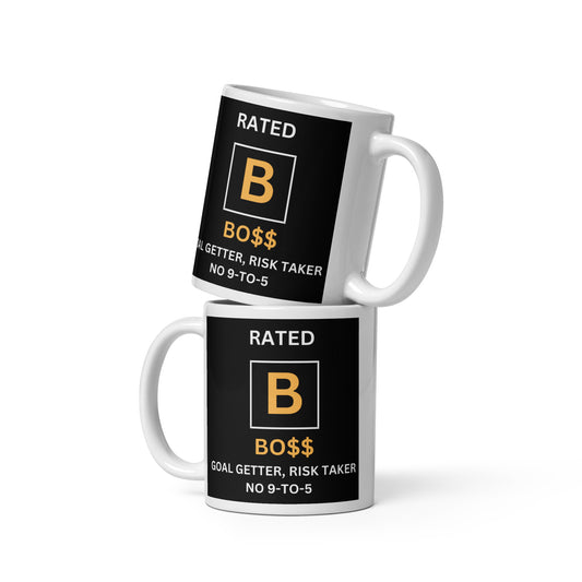 RATED B White glossy mug