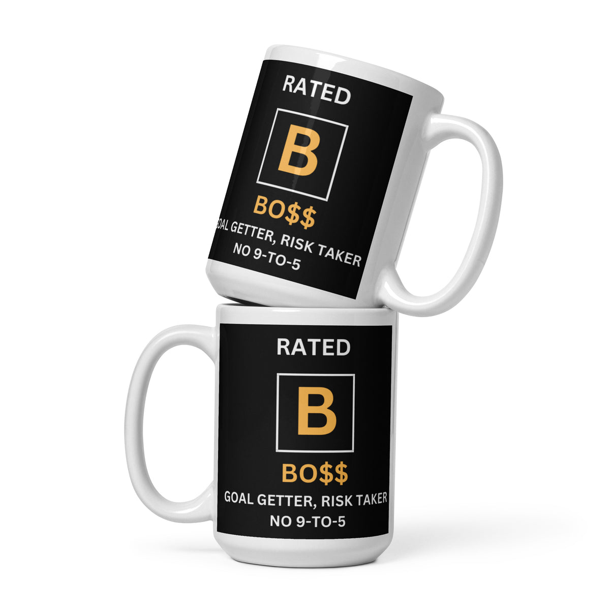 RATED B White glossy mug