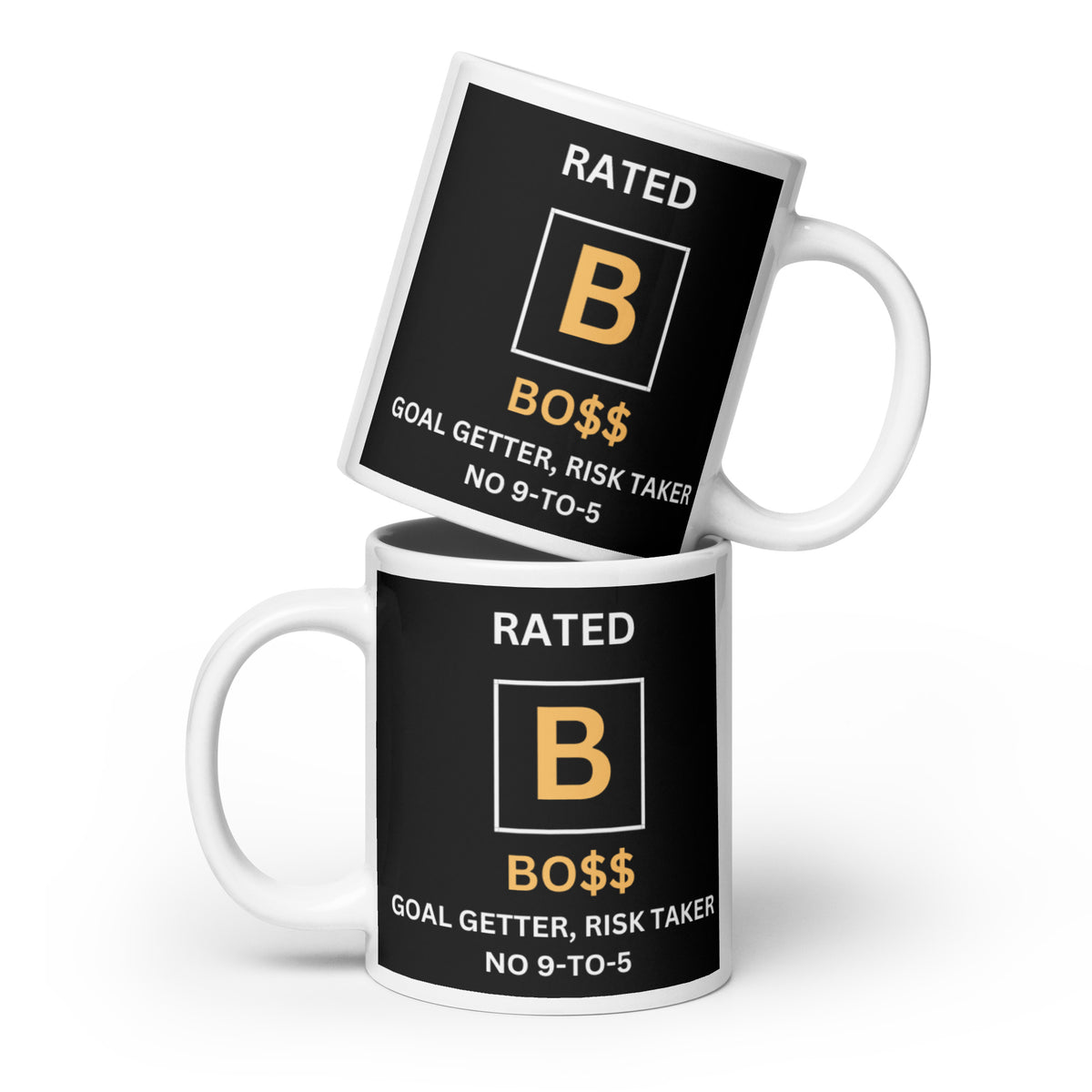 RATED B White glossy mug
